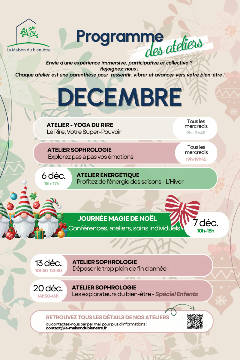 Ateliers Bien-Être de décembre à la Maison du Bien-Être de Margency